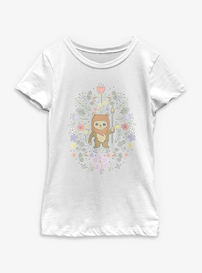 Star Wars Ewok Floral Spring Youth Girls T-Shirt