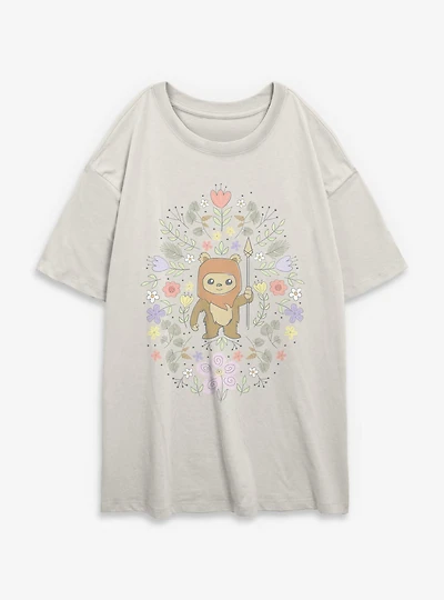 Star Wars Ewok Floral Spring Womens Oversized T-Shirt