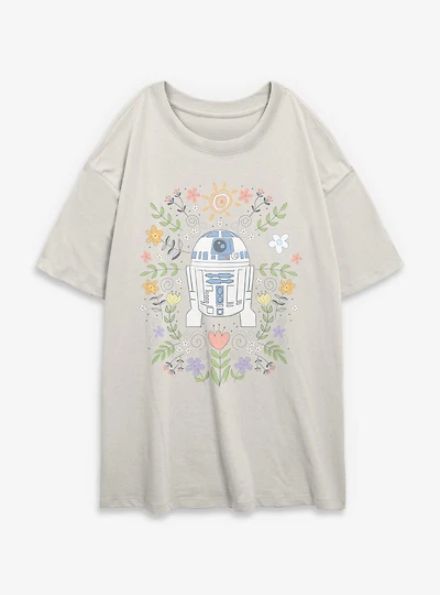 Star Wars R2 Floral Spring Womens Oversized T-Shirt