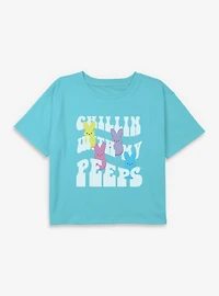 Peeps Chillin With My Youth Girls Boxy Crop T-Shirt