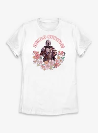 Star Wars The Mandalorian Hello Spring & Grogu Womens T-Shirt