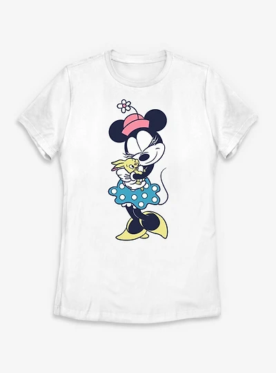 Disney Minnie Mouse Hugging Bunny Womens T-Shirt