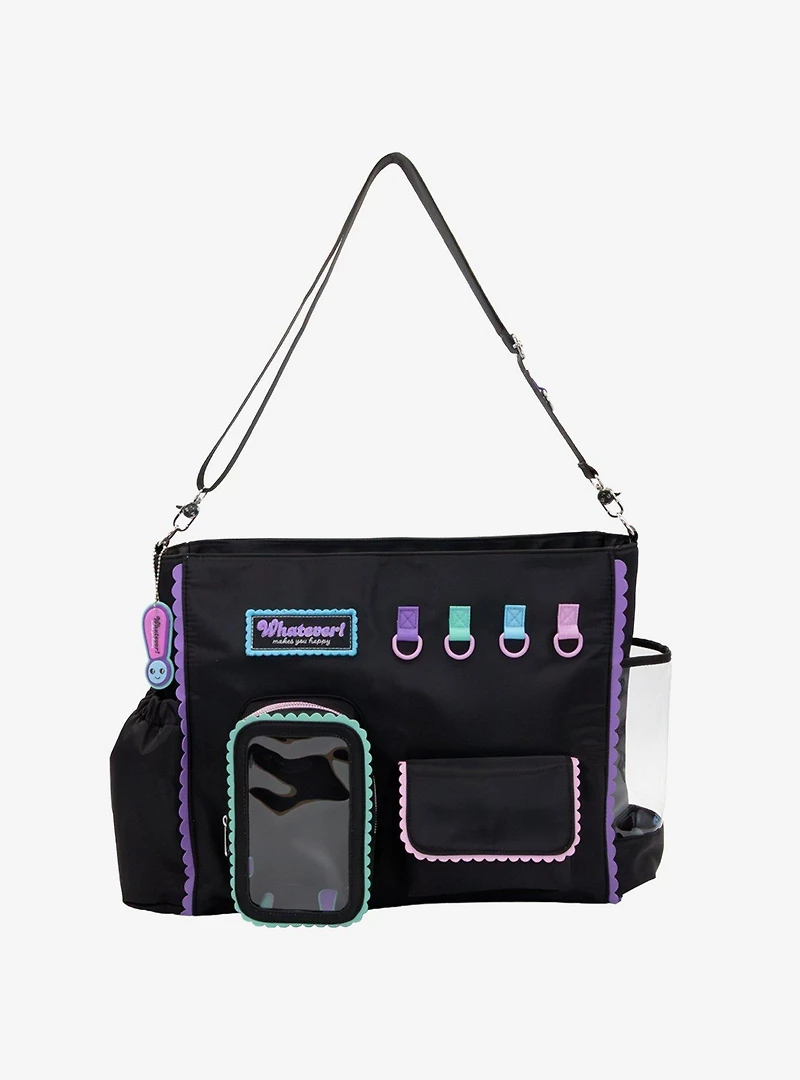 Whatever! Makes You Happy Black Pastel Trinket Tote Bag