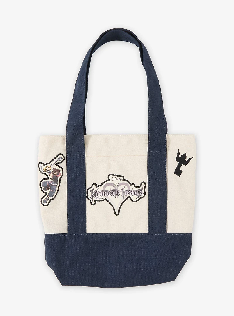Disney Kingdom Hearts Navy Blue Mini Canvas Tote with Patches - BoxLunch Exclusive