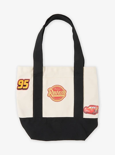 Disney Pixar Cars Lightning McQueen Black Mini Canvas Tote with Patches - BoxLunch Exclusive