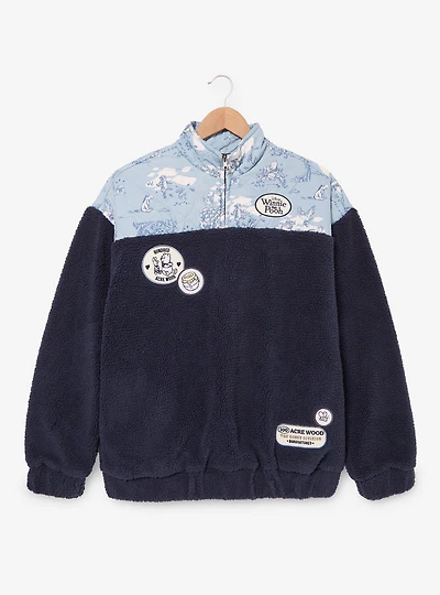 Disney Winnie the Pooh Toile Women's Sherpa Quarter Zip Crewneck - BoxLunch Exclusive