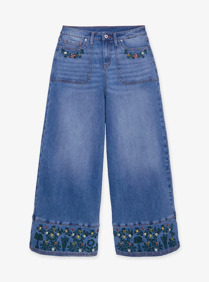 the Lord of Rings Embroidered Women's Plus Denim High-Waisted Wide Leg Jeans - BoxLunch Exclusive