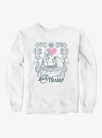 Disney Lady And The Tramp Love Spaghetti Line Art Sweatshirt
