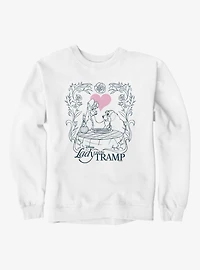 Disney Lady And The Tramp Love Spaghetti Line Art Sweatshirt