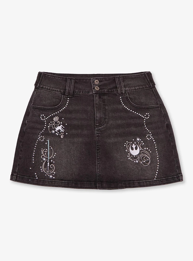 Star Wars Rebel Rhinestones Plus Denim Mini Skirt - BoxLunch Exclusive