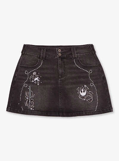 Star Wars Rebel Rhinestones Plus Denim Mini Skirt - BoxLunch Exclusive