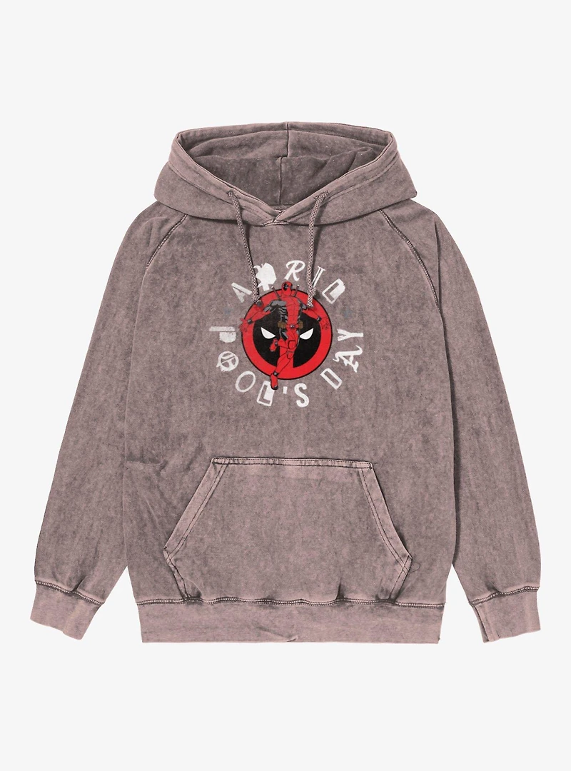 Marvel Deadpool April Pool's Day Leaping Logo Mineral Wash Hoodie