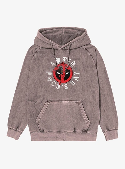Marvel Deadpool April Pool's Day Leaping Logo Mineral Wash Hoodie