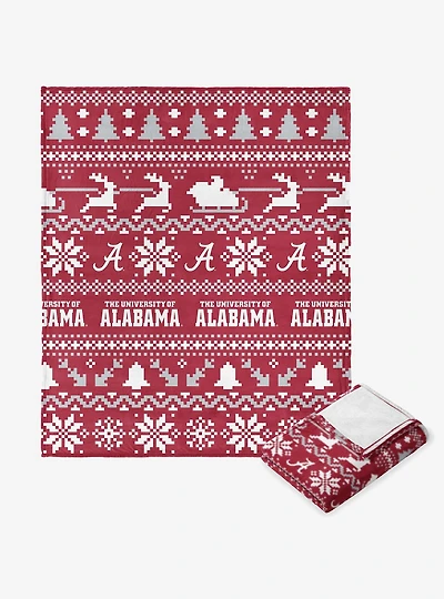 NCAA Alabama Crimson Tide Xmas Time Silk Touch Throw Blanket