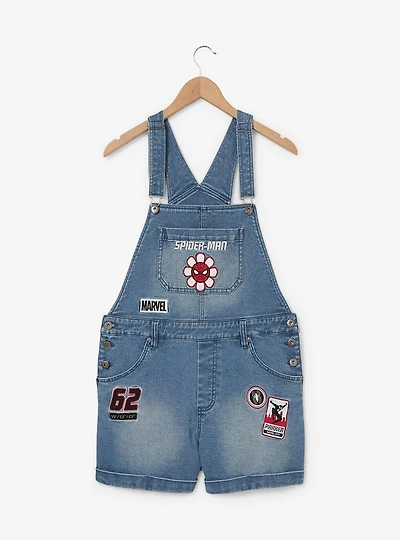Marvel Spider-Man Embroidered Icons Women's Short Overalls - BoxLunch Exclusive