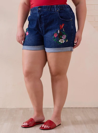 Studio Ghibli® Spirited Away Floral Characters Women's Plus High Waisted Shorts - BoxLunch Exclusive