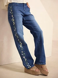 Studio Ghibli® My Neighbor Totoro Soot Sprites Floral Embroidered Women's High-Waisted Jeans - BoxLunch Exclusive