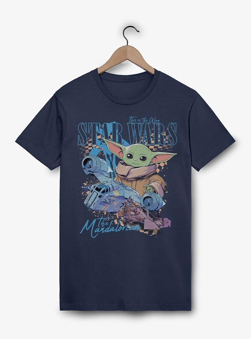 Star Wars The Mandalorian Grogu Checkered Ships T-Shirt BoxLunch Exclusive