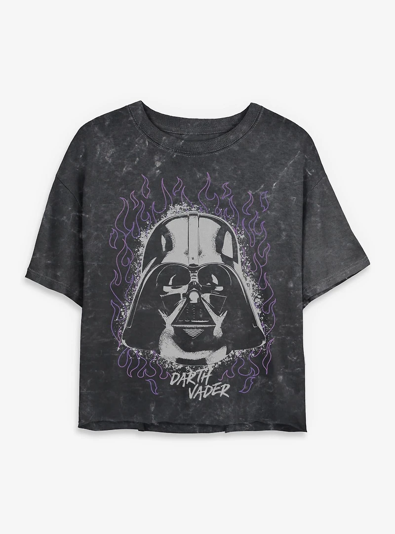 Star Wars Fire Darth Vader Womens Mineral Wash Crop T-Shirt BoxLunch Exclusive