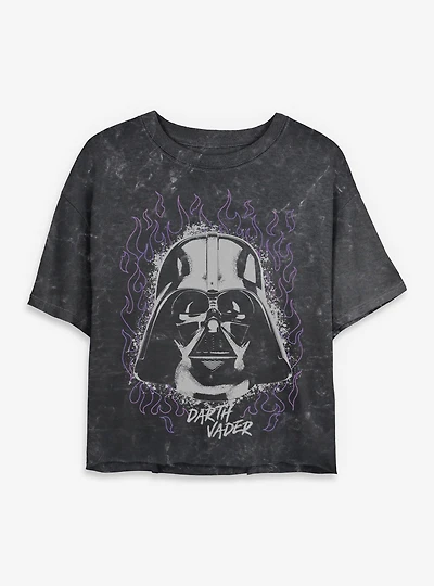 Star Wars Fire Darth Vader Womens Mineral Wash Crop T-Shirt BoxLunch Exclusive
