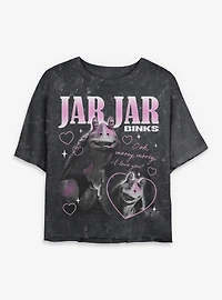Star Wars Jar Binks Loves You Womens Mineral Wash Crop T-Shirt BoxLunch Exclusive
