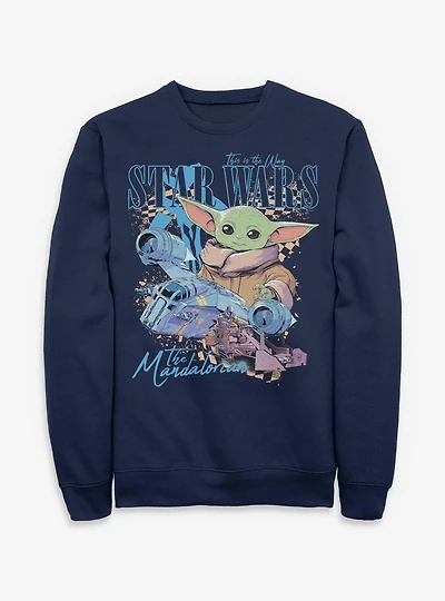 Star Wars The Mandalorian Grogu Checkered Ships Sweatshirt BoxLunch Exclusive