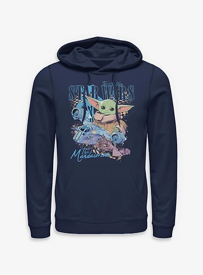 Star Wars The Mandalorian Grogu Checkered Ships Hoodie BoxLunch Exclusive