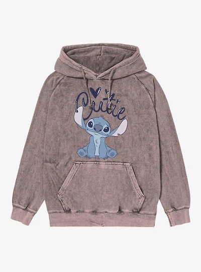Disney Lilo And Stitch Cursive Cutie Mineral Wash Hoodie