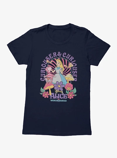 Disney Alice Wonderland Curiouser Garden Of Mushrooms Womens T-Shirt
