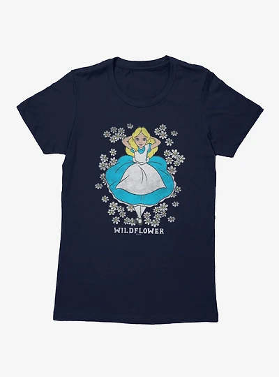 Disney Alice Wonderland Wildflower Bed Womens T-Shirt