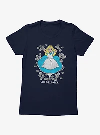 Disney Alice Wonderland Wildflower Bed Womens T-Shirt