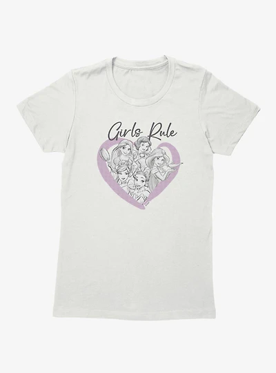 Disney Princess Girls Rule Heart Group Womens T-Shirt