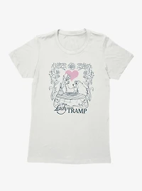 Disney Lady And The Tramp Love Spaghetti Line Art Womens T-Shirt