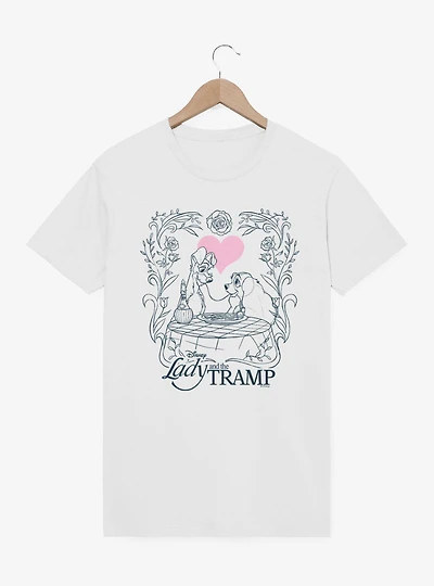 Disney Lady And The Tramp Love Spaghetti Line Art T-Shirt