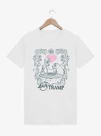 Disney Lady And The Tramp Love Spaghetti Line Art T-Shirt