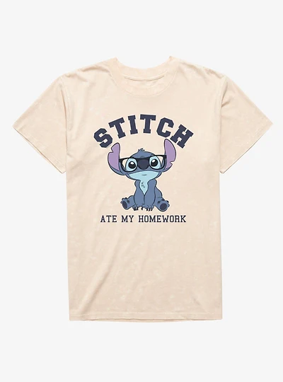 Disney Lilo And Stitch Ate My Homework Mineral Wash T-Shirt
