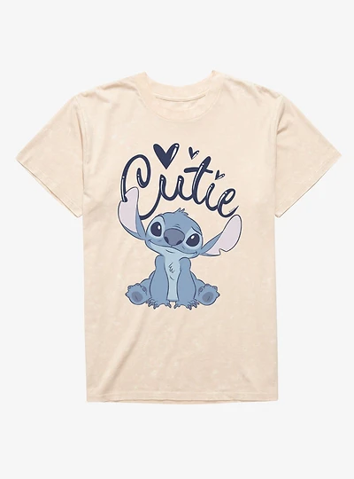 Disney Lilo And Stitch Cursive Cutie Mineral Wash T-Shirt