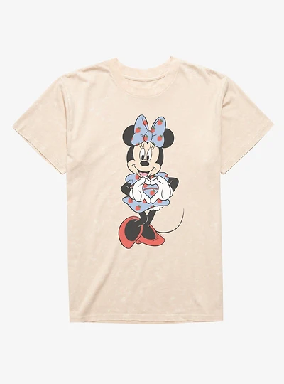 Disney Minnie Mouse Hand Heart Strawberry Dress Mineral Wash T-Shirt