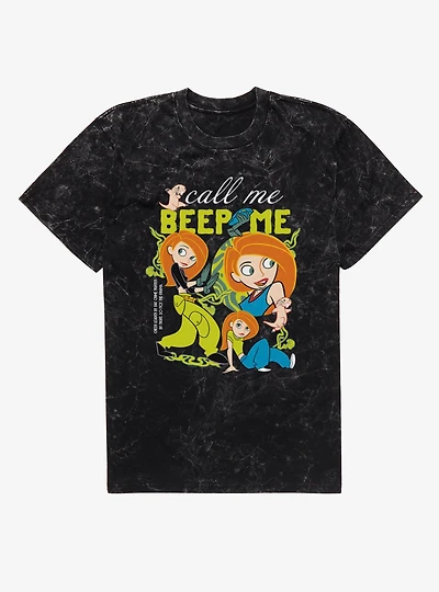 Disney Kim Possible Call Me Beep Collage Mineral Wash T-Shirt