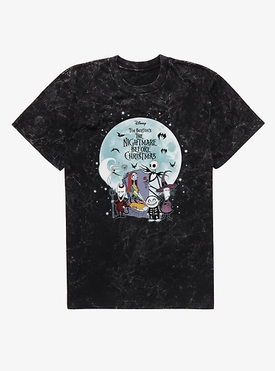 Disney Nightmare Before Christmas Big Moon Grave Friends Mineral Wash T-Shirt