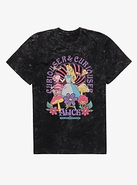 Disney Alice Wonderland Curiouser Garden Of Mushrooms Mineral Wash T-Shirt