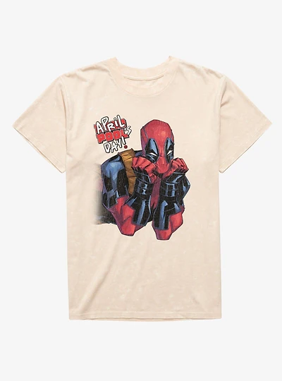 Marvel Deadpool April Pool's Day Cute Stare Mineral Wash T-Shirt