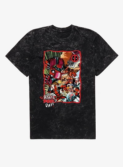 Marvel Deadpool April Pool's Day Invasion Of The Deadpools Mineral Wash T-Shirt