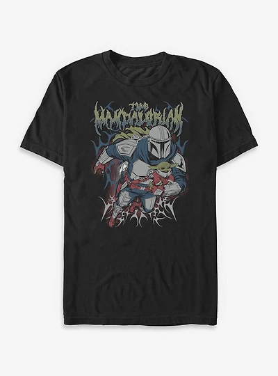 Star Wars: The Mandalorian And Grogu & Duo Hunters Metal Font Style Big Tall T-Shirt Box Lunch Exclusive