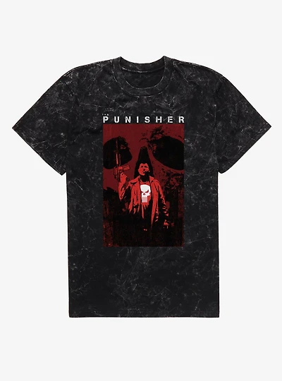Marvel Punisher Angry Skull Poster Mineral Wash T-Shirt