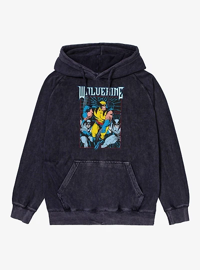 Marvel X-Men Comics Wolverine Mirror Smash Mineral Wash Hoodie
