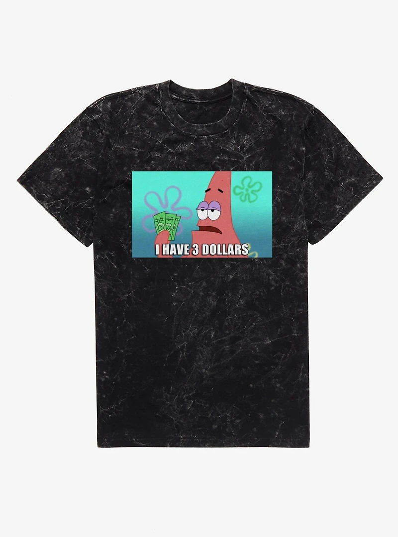 SpongeBob SquarePants Patrick 3 Dollar Meme Mineral Wash T-Shirt