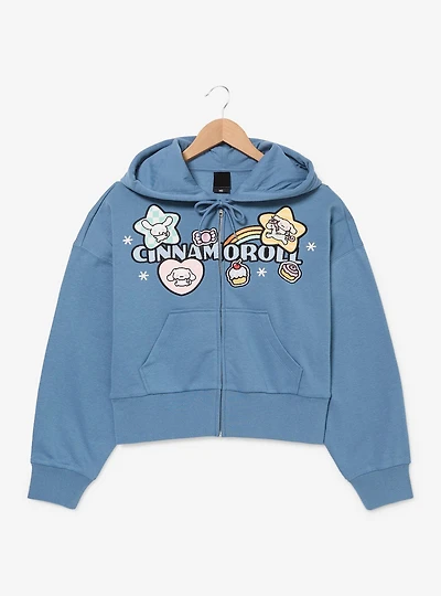 Sanrio Cinnamoroll Women's Plus Cropped Zippered Hoodie - BoxLunch Exclusive