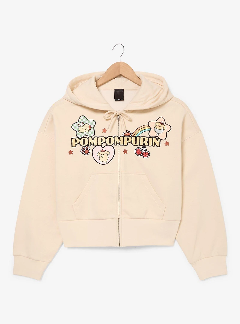 Sanrio Pompompurin Women's Cropped Zippered Hoodie - BoxLunch Exclusive
