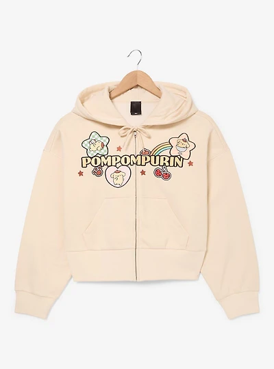 Sanrio Pompompurin Women's Cropped Zippered Hoodie - BoxLunch Exclusive